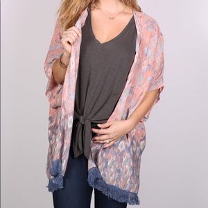 Printed Fringe Kimono
